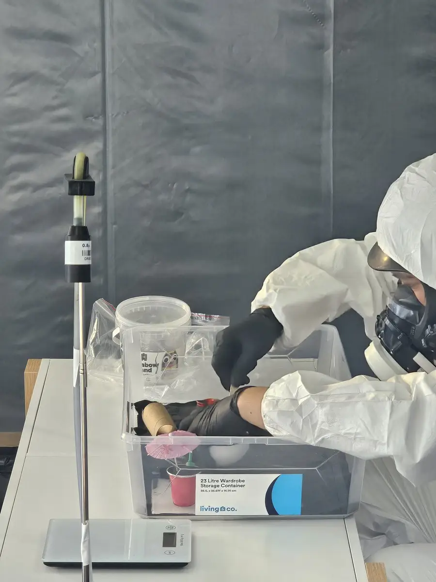 Operative handling containers during the Class A asbestos removal