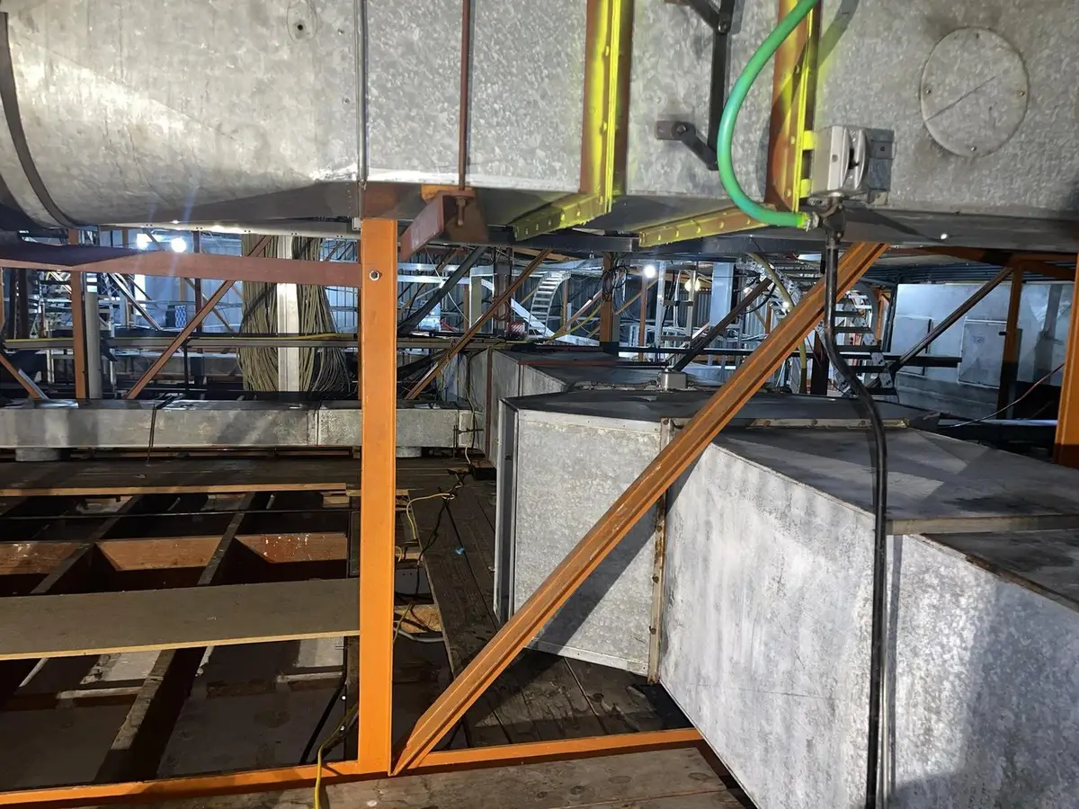 Ceiling void plant area with ductwork during asbestos removal