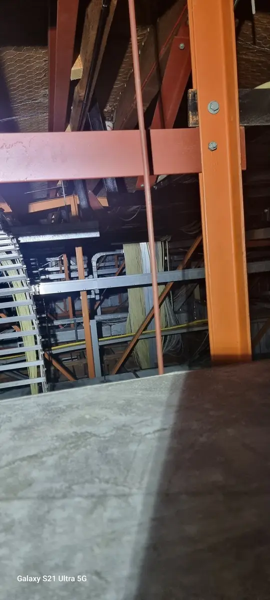 Structural steel in the ceiling void during asbestos removal works