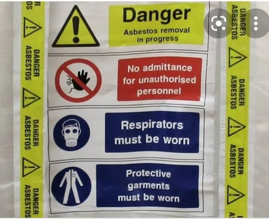 Danger - asbestos removal, no admittance sign