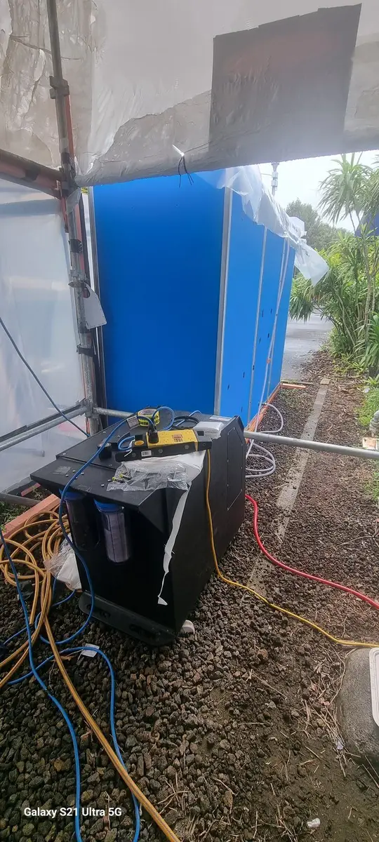 Decontamination unit and pump at the industrial asbestos removal