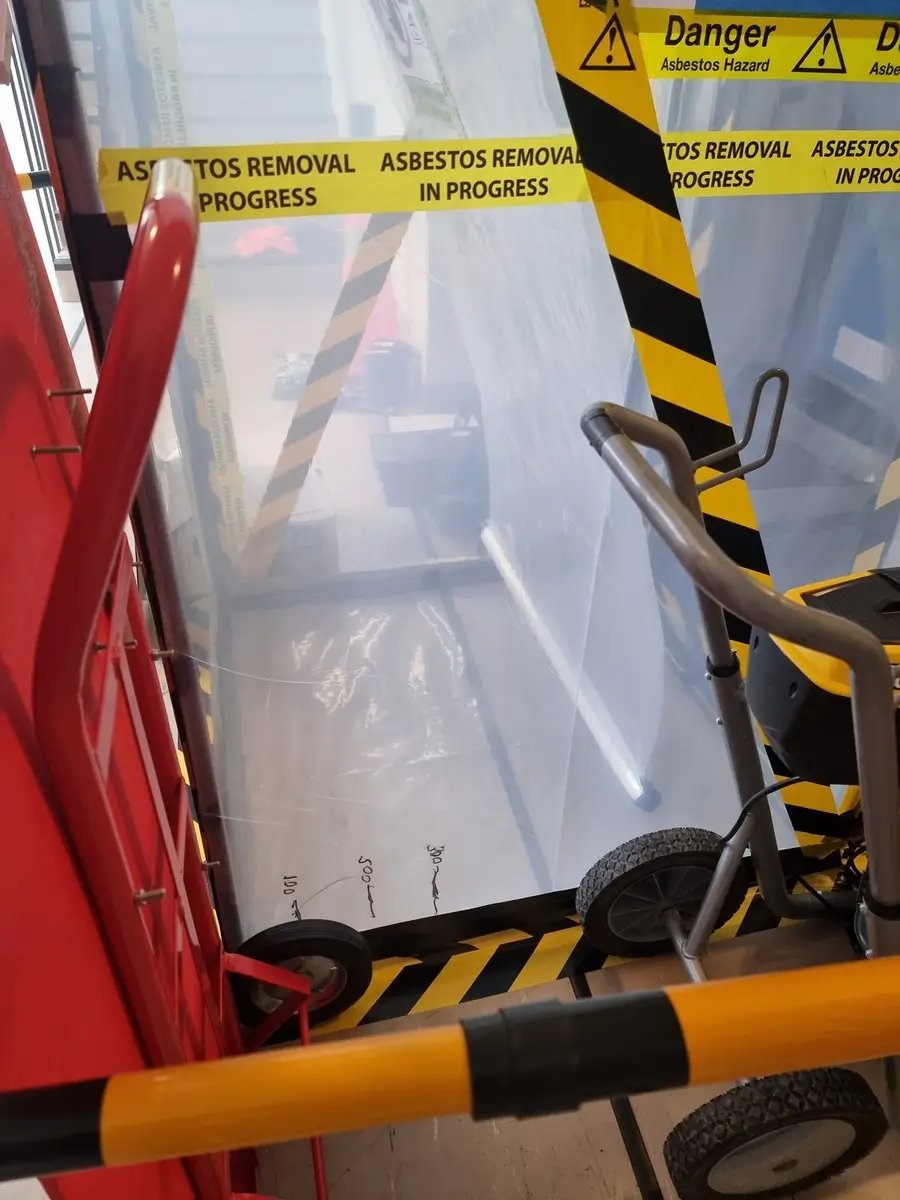 Close view of the enclosure viewing window
