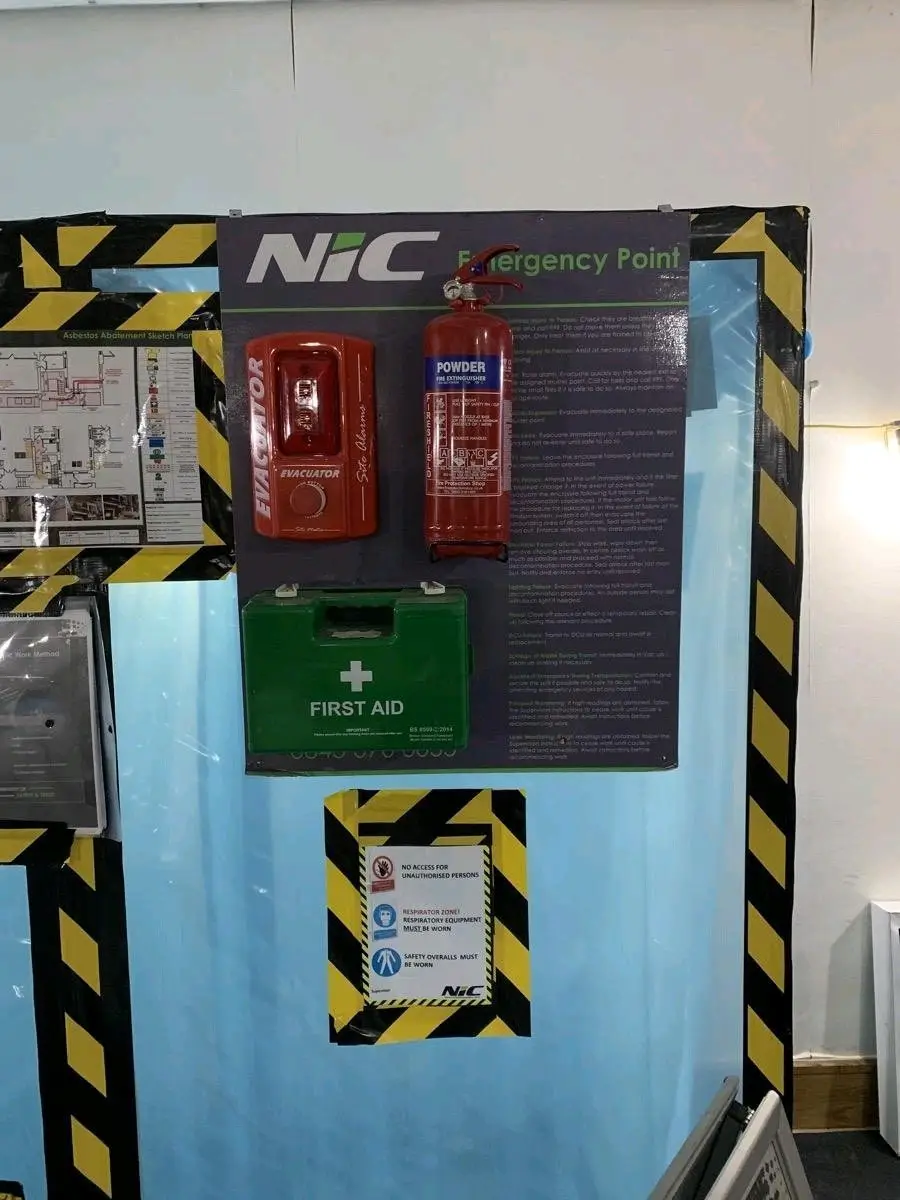 Fire station and first aid equipment at an asbestos site