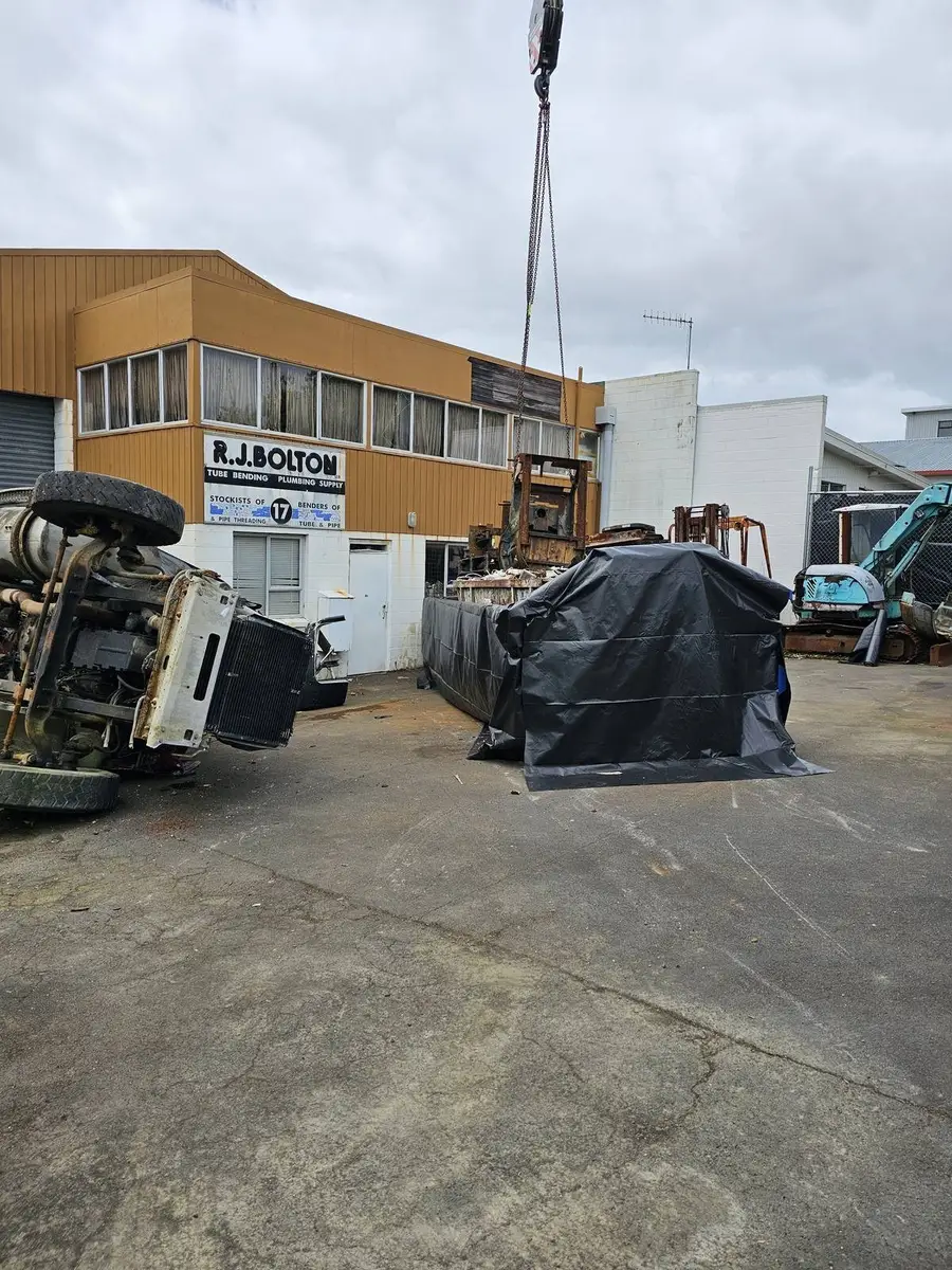 Lined skip bin for the contaminated plant in the industrial yard