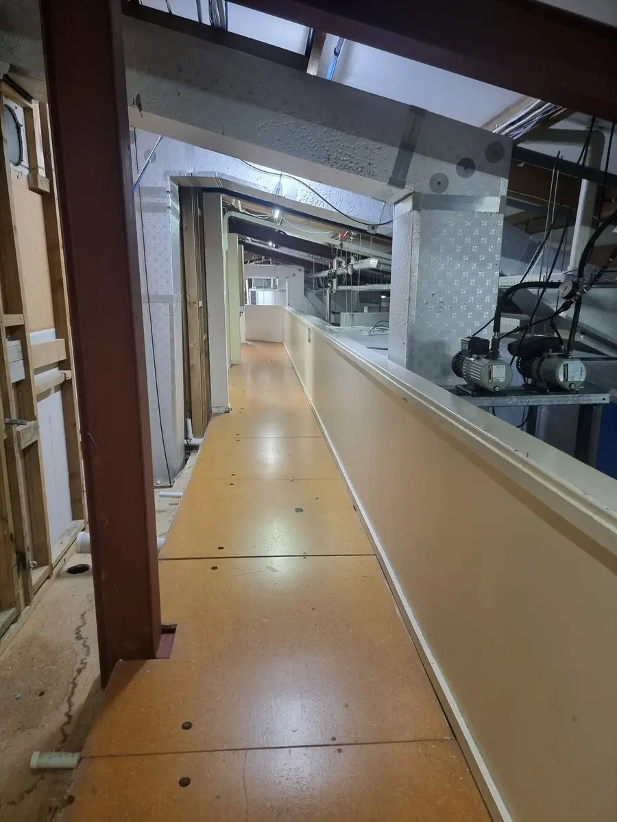 Office corridor before the asbestos enclosure was built