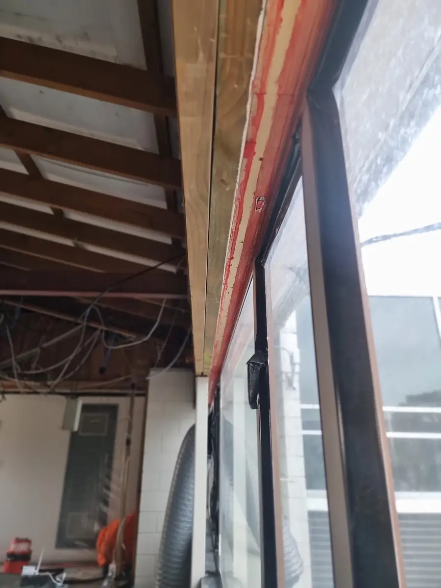 Window wall and framing during the office strip-out