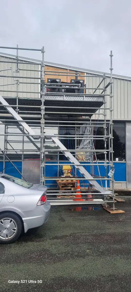 Scaffold on an industrial building for asbestos removal