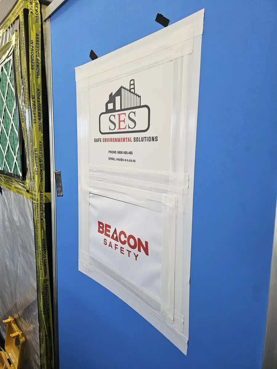 SES and assessor signage on the decontamination unit door