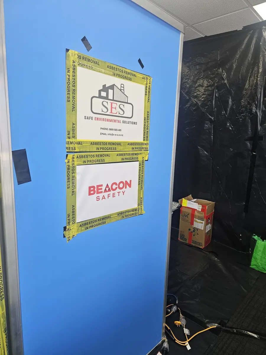 SES and independent assessor signage on the decontamination unit door