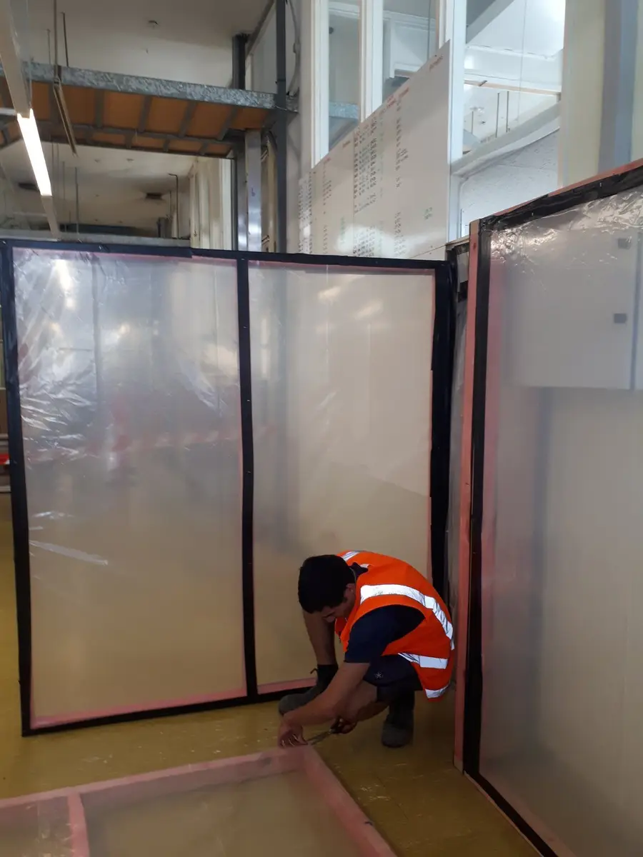 SES operative building the asbestos enclosure frame
