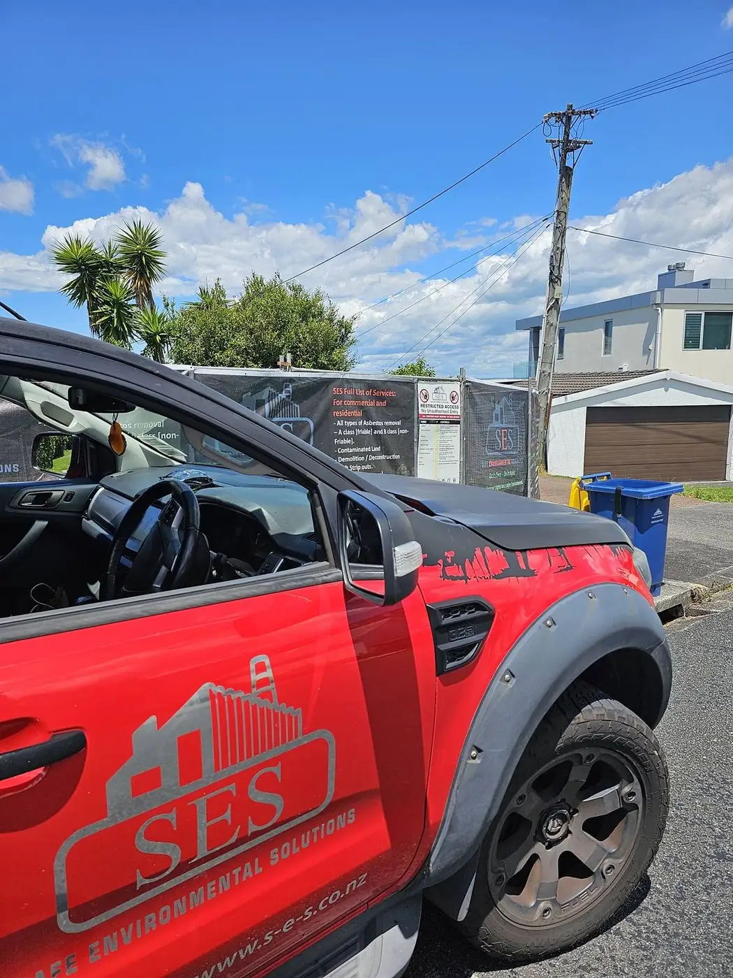 SES logo on the ute door