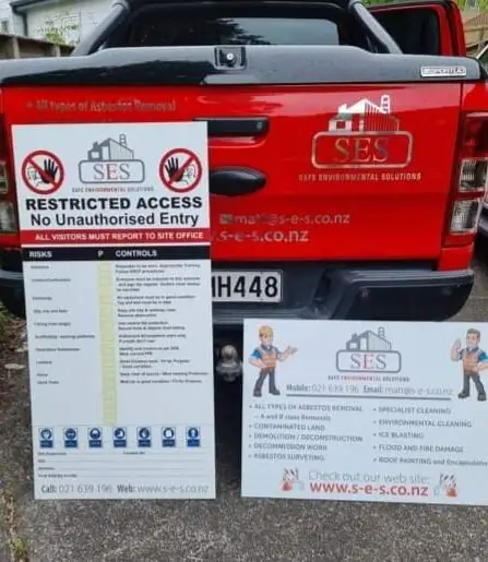 SES ute tailgate with site signage boards