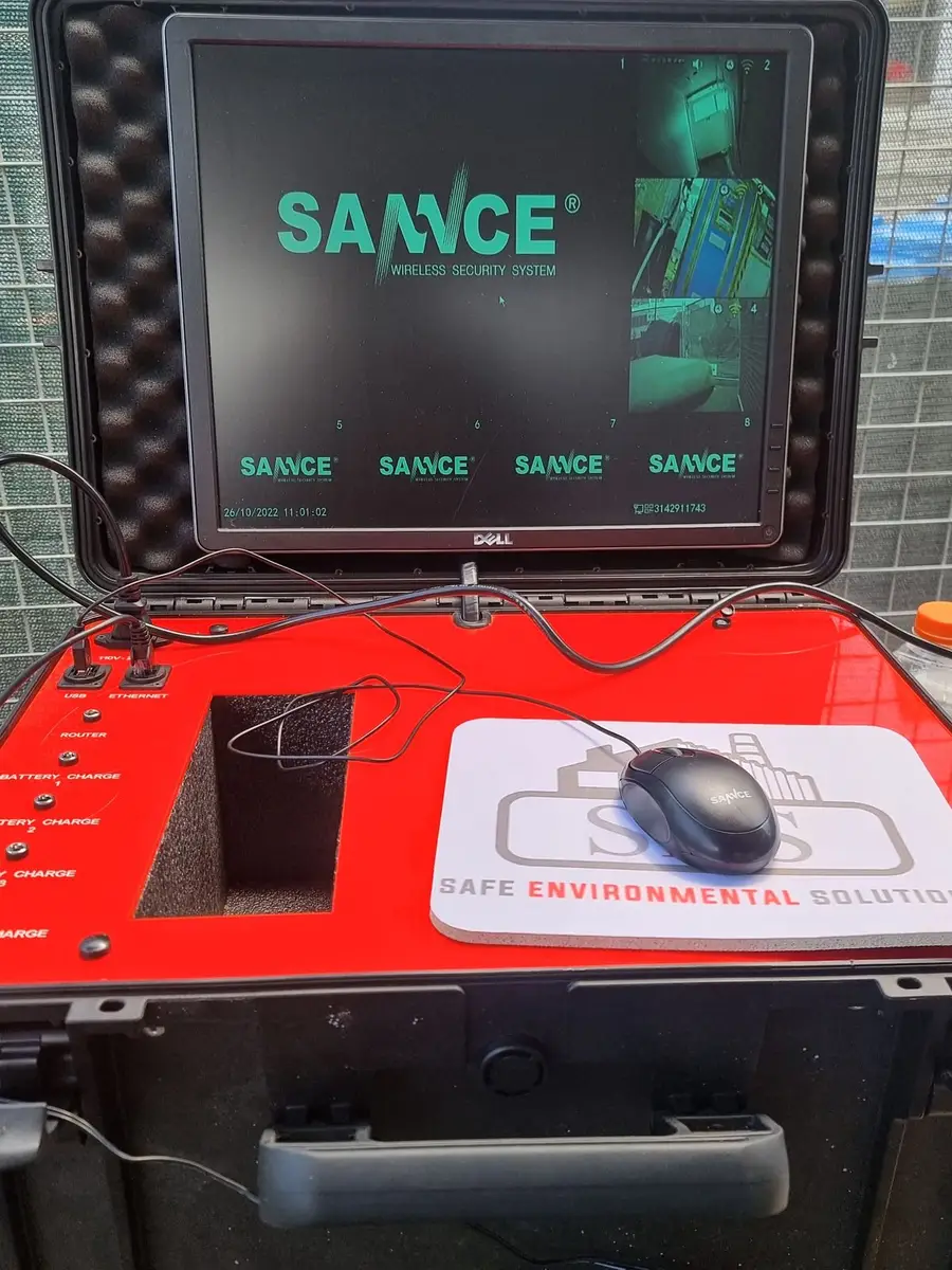 SES wifi camera monitor used to supervise the asbestos enclosure