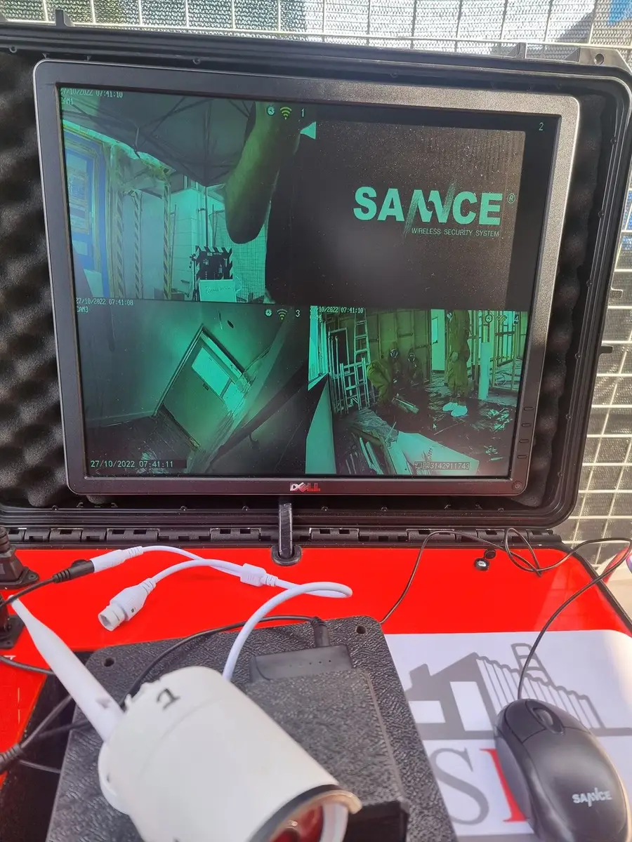 SES wifi camera monitoring system screen used to supervise the office asbestos removal