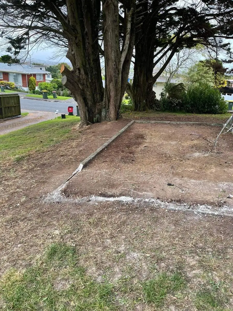Lawn reinstated after the asbestos-cement structure was removed