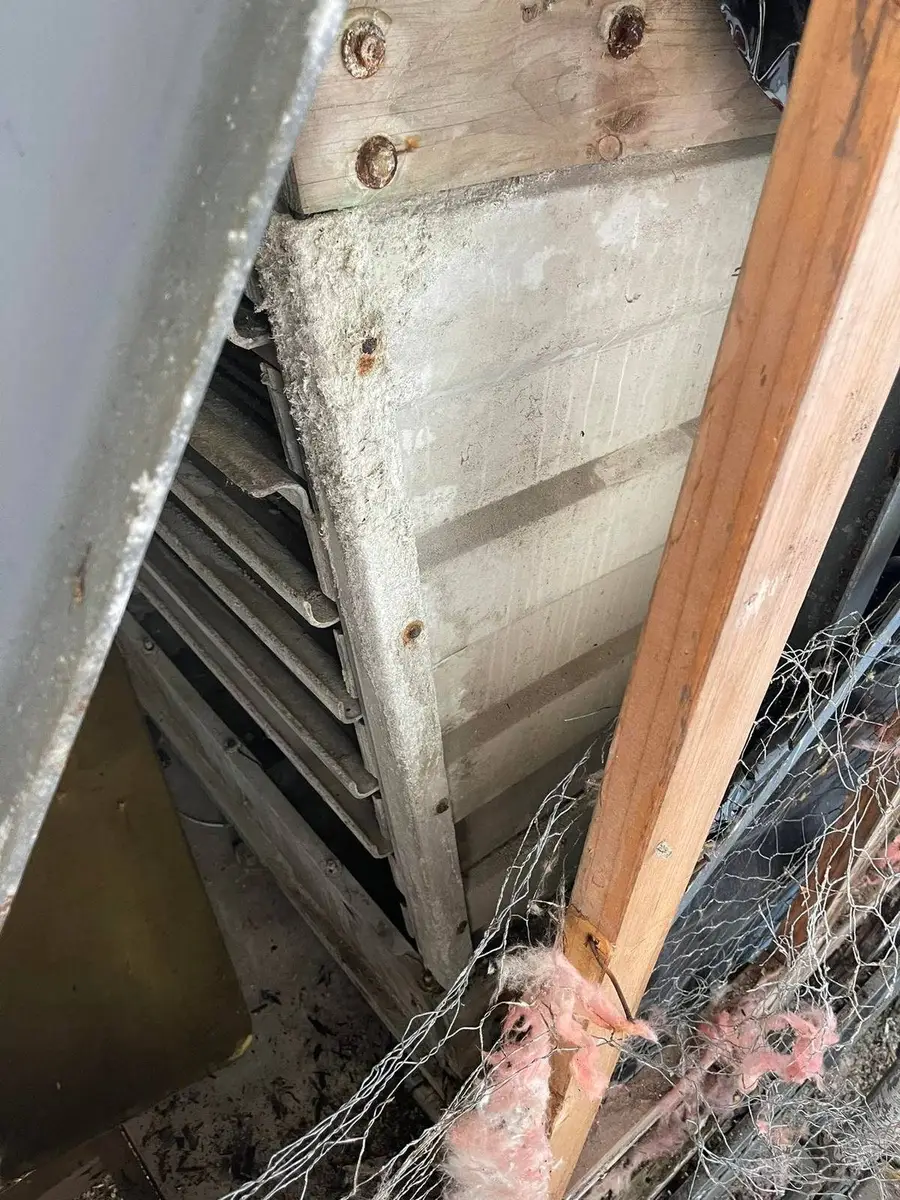 Steel bracket and fixing where the asbestos-cement panels were attached