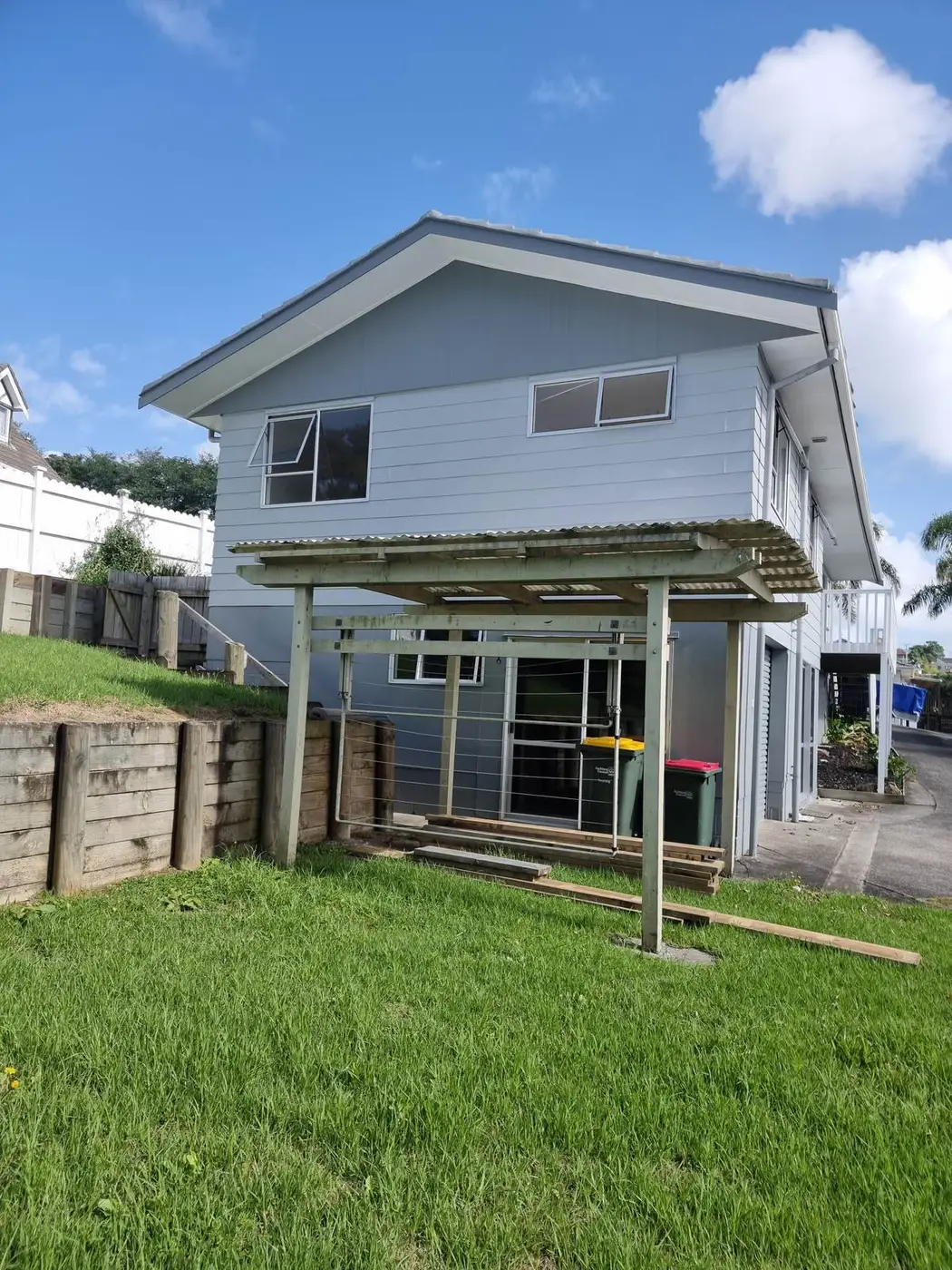 Rear of the two-storey house before asbestos removal and demolition