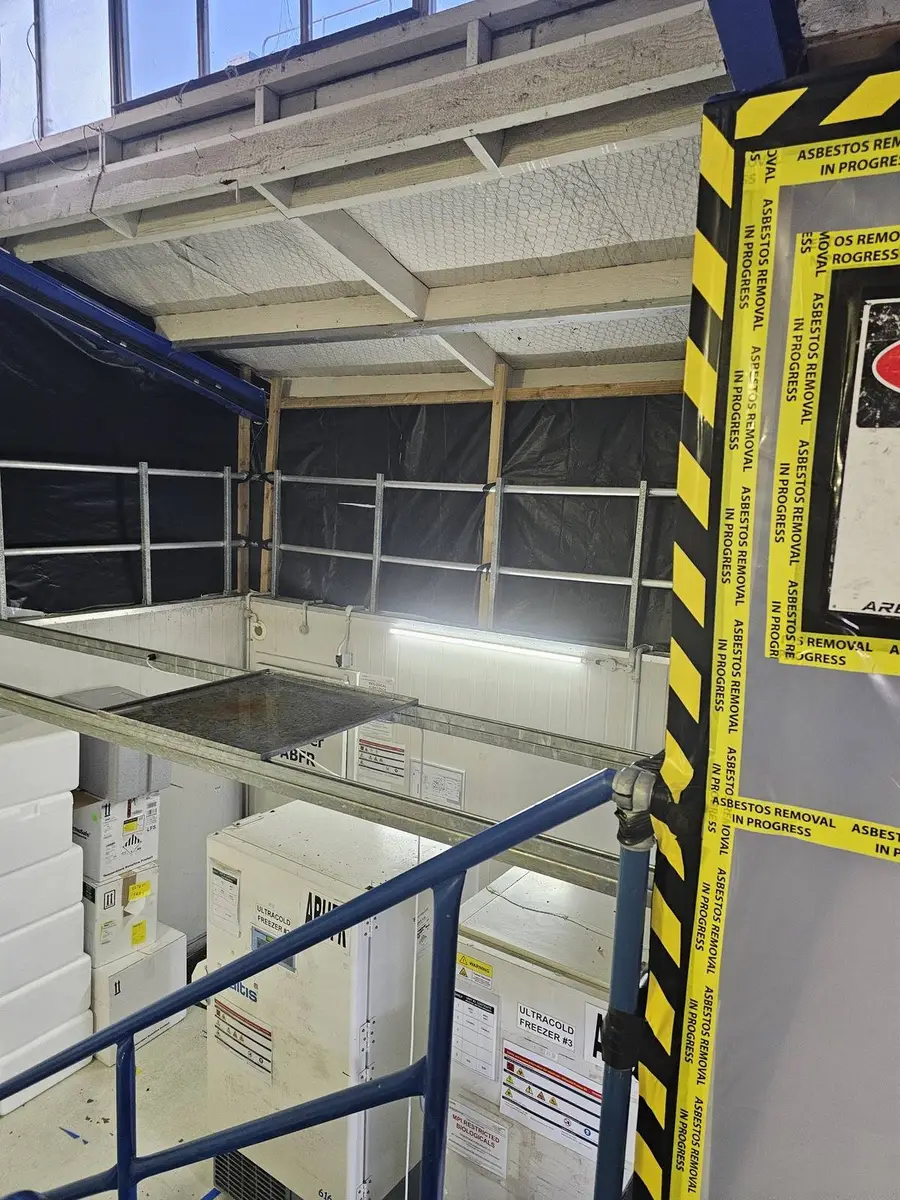 Enclosure sheeting on the warehouse mezzanine